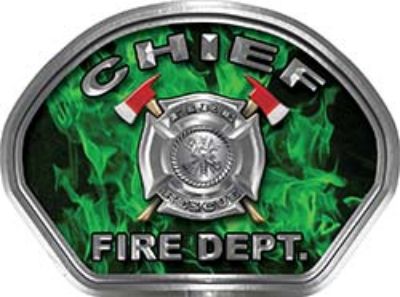 
	Chief Fire Fighter, EMS, Rescue Helmet Face Decal Reflective in Inferno Green
