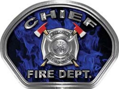 
	Chief Fire Fighter, EMS, Rescue Helmet Face Decal Reflective in Inferno Blue
