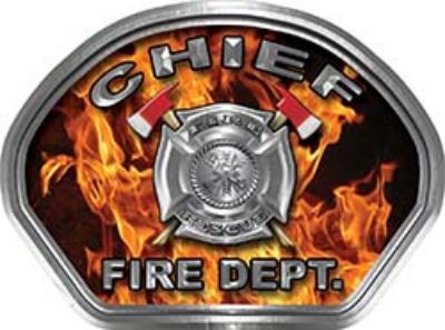 
	Chief Fire Fighter, EMS, Rescue Helmet Face Decal Reflective in Inferno Real Flames
