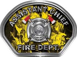  
	Assistant Chief Fire Fighter, EMS, Rescue Helmet Face Decal Reflective in Inferno Yellow 
