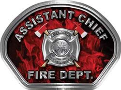  
	Assistant Chief Fire Fighter, EMS, Rescue Helmet Face Decal Reflective in Inferno Red 
