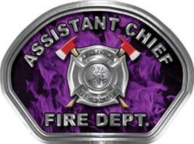  
	Assistant Chief Fire Fighter, EMS, Rescue Helmet Face Decal Reflective in Inferno Purple 
