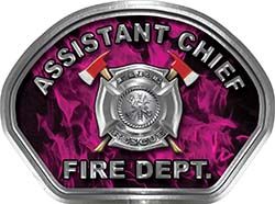  
	Assistant Chief Fire Fighter, EMS, Rescue Helmet Face Decal Reflective in Inferno Pink 
