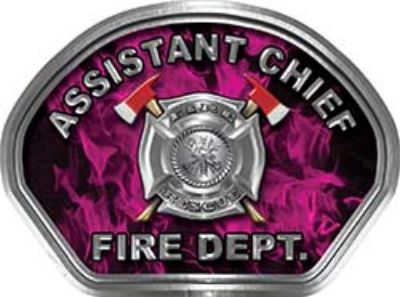  
	Assistant Chief Fire Fighter, EMS, Rescue Helmet Face Decal Reflective in Inferno Pink 
