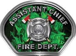  
	Assistant Chief Fire Fighter, EMS, Rescue Helmet Face Decal Reflective in Inferno Green 
