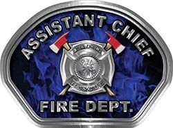  
	Assistant Chief Fire Fighter, EMS, Rescue Helmet Face Decal Reflective in Inferno Blue 

