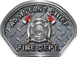  
	Assistant Chief Fire Fighter, EMS, Rescue Helmet Face Decal Reflective With Diamond Plate 
