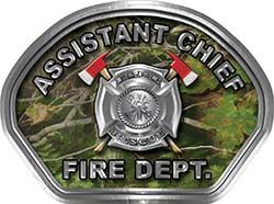  
	Assistant Chief Fire Fighter, EMS, Rescue Helmet Face Decal Reflective in Real Camo 

