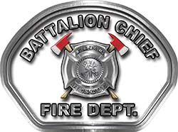  
	Battalion Chief Fire Fighter, EMS, Rescue Helmet Face Decal Reflective in White 
