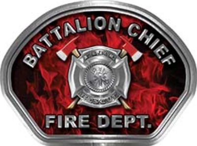  
	Battalion Chief Fire Fighter, EMS, Rescue Helmet Face Decal Reflective in Inferno Red 
