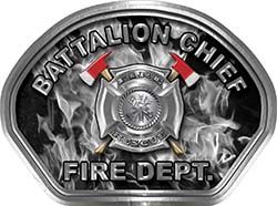  
	Battalion Chief Fire Fighter, EMS, Rescue Helmet Face Decal Reflective in Inferno Gray 
