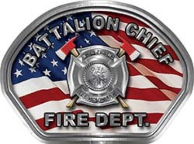 
	Battalion Chief Fire Fighter, EMS, Rescue Helmet Face Decal Reflective With American Flag 
