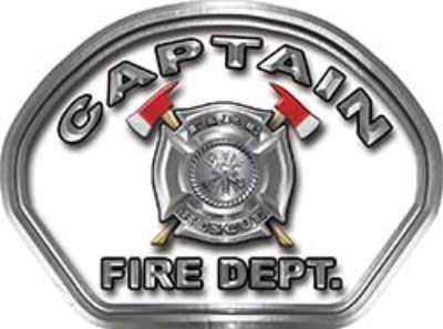  
	Captain Fire Fighter, EMS, Rescue Helmet Face Decal Reflective in White 
