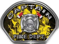  
	Captain Fire Fighter, EMS, Rescue Helmet Face Decal Reflective in Inferno Yellow 
