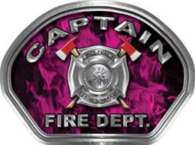  
	Captain Fire Fighter, EMS, Rescue Helmet Face Decal Reflective in Inferno Pink 
