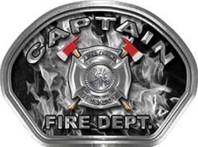  
	Captain Fire Fighter, EMS, Rescue Helmet Face Decal Reflective in Inferno Gray 
