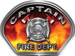  
	Captain Fire Fighter, EMS, Rescue Helmet Face Decal Reflective in Real Fire 
