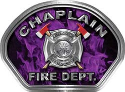  
	Chaplain Fire Fighter, EMS, Rescue Helmet Face Decal Reflective in Inferno Purple 
