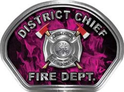  
	District Chief Fire Fighter, EMS, Rescue Helmet Face Decal Reflective in Inferno Pink 
