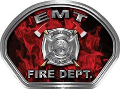  
	EMT Fire Fighter, EMS, Rescue Helmet Face Decal Reflective in Inferno Red 
