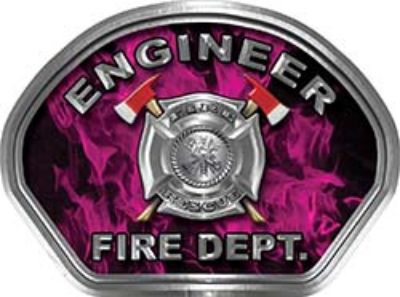  
	Engineer Fire Fighter, EMS, Rescue Helmet Face Decal Reflective in Inferno Pink 
