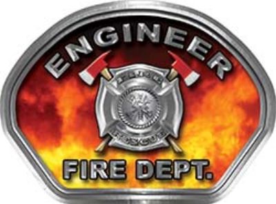  
	Engineer Fire Fighter, EMS, Rescue Helmet Face Decal Reflective in Real Fire 
