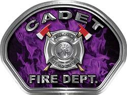  
	Cadet Fire Fighter, EMS, Rescue Helmet Face Decal Reflective in Inferno Purple 

