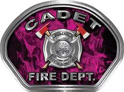  
	Cadet Fire Fighter, EMS, Rescue Helmet Face Decal Reflective in Inferno Pink 

