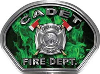  
	Cadet Fire Fighter, EMS, Rescue Helmet Face Decal Reflective in Inferno Green 

