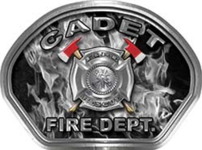  
	Cadet Fire Fighter, EMS, Rescue Helmet Face Decal Reflective in Inferno Gray 
