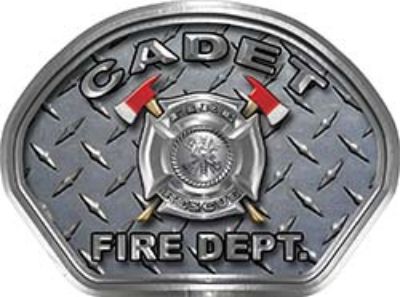  
	Cadet Fire Fighter, EMS, Rescue Helmet Face Decal Reflective With Diamond Plate 

