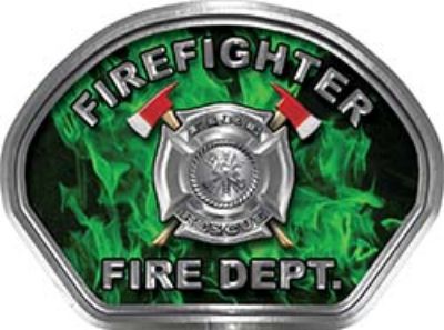  
	Firefighter Fire Fighter, EMS, Rescue Helmet Face Decal Reflective in Inferno Green 
