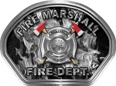  
	Fire Marshall Fire Fighter, EMS, Rescue Helmet Face Decal Reflective in Inferno Gray 
