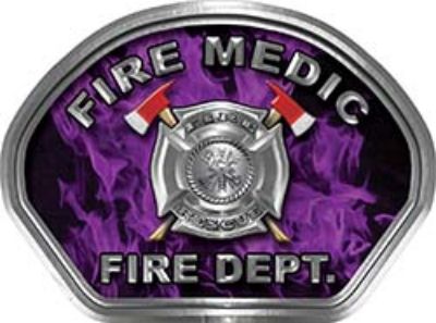 
	Fire Medic Fire Fighter, EMS, Rescue Helmet Face Decal Reflective in Inferno Purple 
