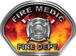  
	Fire Medic Fire Fighter, EMS, Rescue Helmet Face Decal Reflective in Real Fire 
