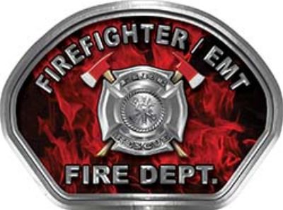  
	Firefighter EMT Fire Fighter, EMS, Rescue Helmet Face Decal Reflective in Inferno Red 
