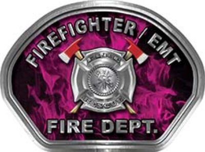  
	Firefighter EMT Fire Fighter, EMS, Rescue Helmet Face Decal Reflective in Inferno Pink 

