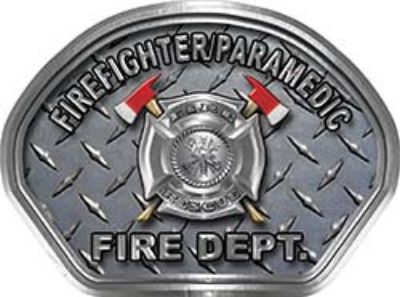  
	Firefighter PARAMEDIC Fire Fighter, EMS, Rescue Helmet Face Decal Reflective With Diamond Plate 
