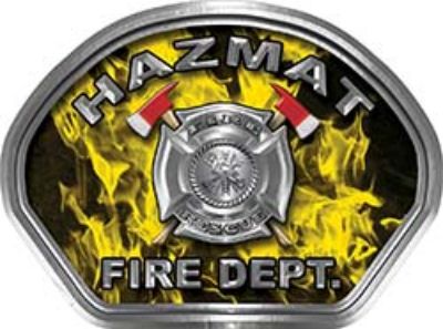  
	Hazmat Fire Fighter, EMS, Rescue Helmet Face Decal Reflective in Inferno Yellow 
