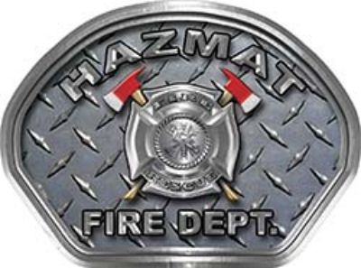  
	Hazmat Fire Fighter, EMS, Rescue Helmet Face Decal Reflective With Diamond Plate 
