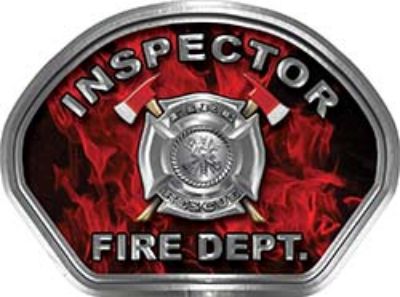  
	Inspector Fire Fighter, EMS, Rescue Helmet Face Decal Reflective in Inferno Red 
