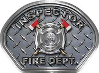  
	Inspector Fire Fighter, EMS, Rescue Helmet Face Decal Reflective With Diamond Plate 
