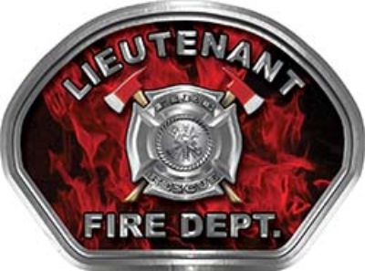  
	Lieutenant Fire Fighter, EMS, Rescue Helmet Face Decal Reflective in Inferno Red 
