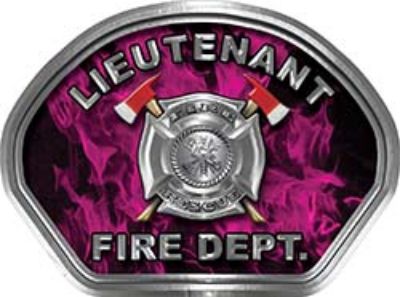  
	Lieutenant Fire Fighter, EMS, Rescue Helmet Face Decal Reflective in Inferno Pink 
