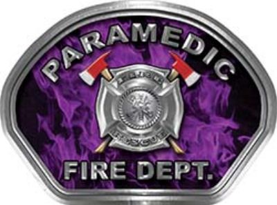  
	Paramedic Fire Fighter, EMS, Rescue Helmet Face Decal Reflective in Inferno Purple 
