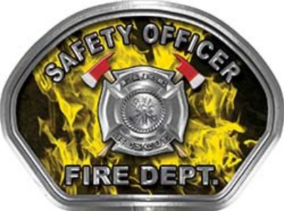  
	Safety Officer Fire Fighter, EMS, Rescue Helmet Face Decal Reflective in Inferno Yellow 
