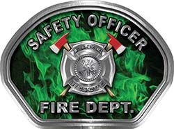  
	Safety Officer Fire Fighter, EMS, Rescue Helmet Face Decal Reflective in Inferno Green 
