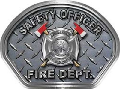  
	Safety Officer Fire Fighter, EMS, Rescue Helmet Face Decal Reflective With Diamond Plate 
