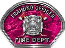  
	Training Officer Fire Fighter, EMS, Rescue Helmet Face Decal Reflective in Pink Camo 

