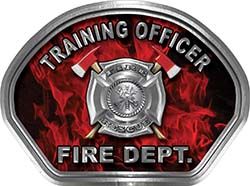  
	Training Officer Fire Fighter, EMS, Rescue Helmet Face Decal Reflective in Inferno Red 
